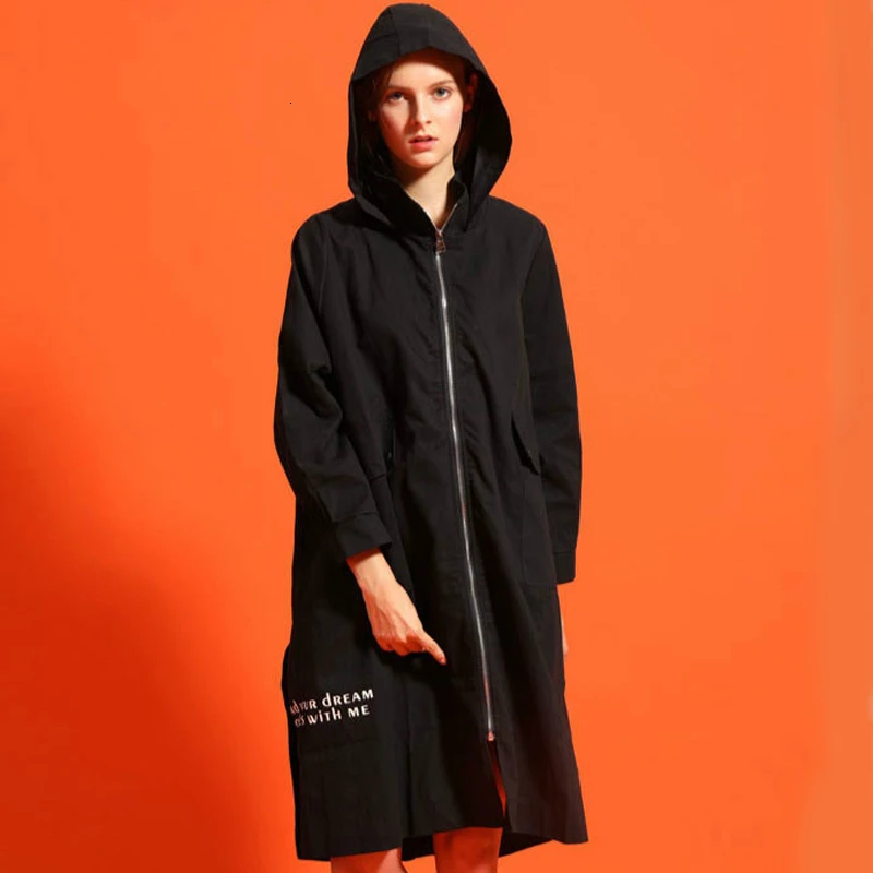 Max LuLu/ Осенняя мода в Корейском стиле, женская одежда в стиле панк, женские длинные тренчи с капюшоном, винтажные женские ветровки с принтом