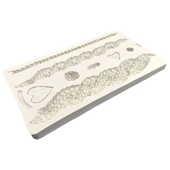 

3D Knitting Texture Silicone Mold Christmas Cake Border Fondant Molds Cake Decorating Tools Chocolate Gum Paste Mould