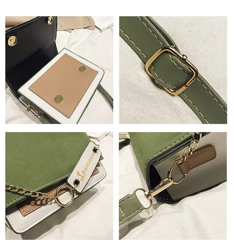 LITTHING скраб кожа контрастного цвета сумки через плечо для женщин мини-сумка через плечо женские дорожные сумки на цепочке