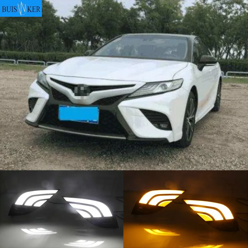 

Дневные ходовые светильник ни желтого цвета, водонепроницаемые, для Toyota Camry 2018, 2019, XSE, SE, 1 комплект