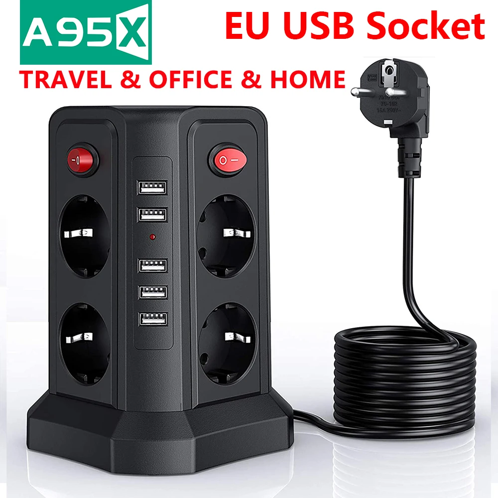 5 гнездо USB мульти штекер Мощность полос башни полосы вертикальный штепсельная