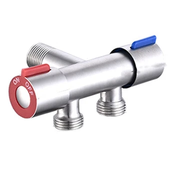 

Stainless Steel Double Outlet Triangle Valve Faucet G1/2 Thread Angle Valve Filler Diverter Bathtub Valve Washing Machine Faucet
