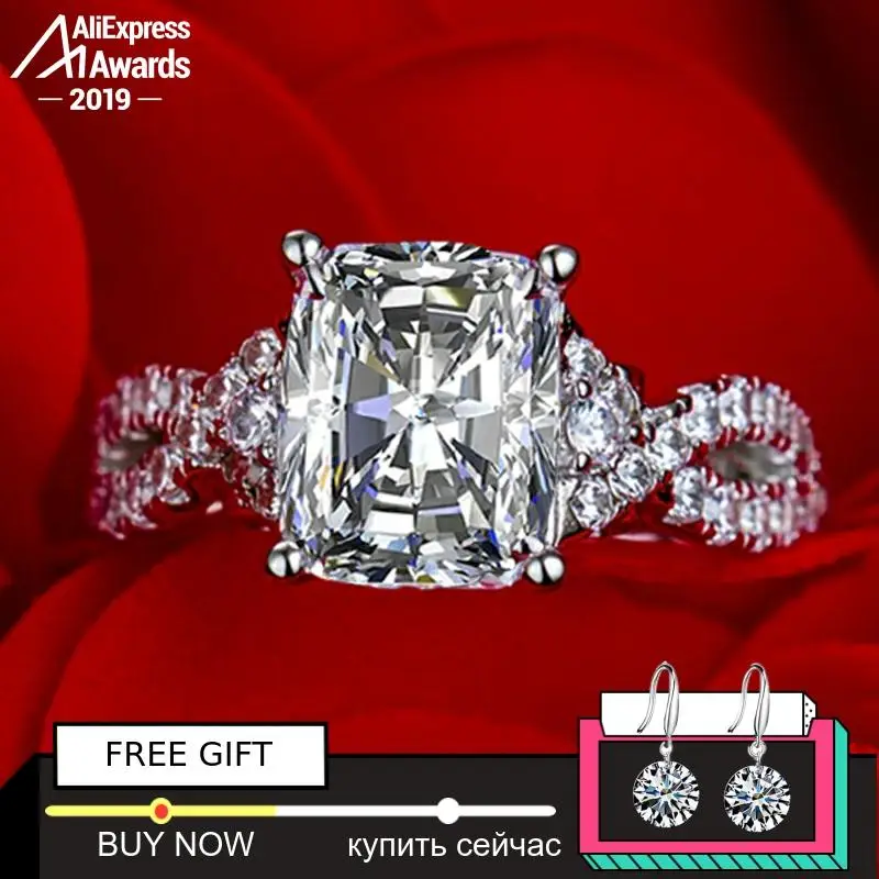 

8*10mm S925 Fine Jewelry sterling silver ring Lab-created diamond Carat 4Cs wedding proposal dream