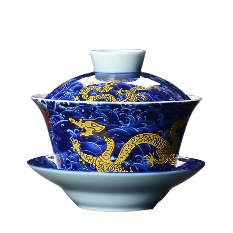 Gaiwan фарфоровый дворец Дракон керамическая чайная чаша блюдце крышка набор