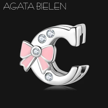 

Authentic 925 Sterling Silver sparkling Clear CZ Alphabet Charms Letter C Clip Beads Fit Original Reflexions Bracelet Jewelry