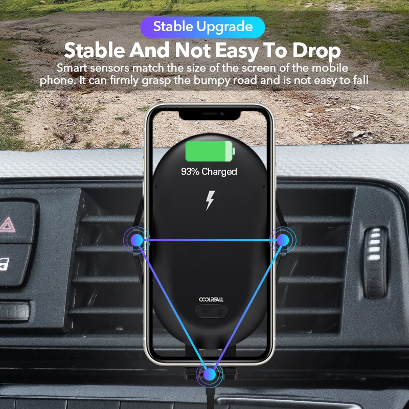 Coolreall 15 Вт автомобильное крепление Беспроводное зарядное устройство для iphone 11 pro Xs Xr X Автомобильный держатель для телефона Быстрая зарядка для HUAWEI P30 samsung S10 S9