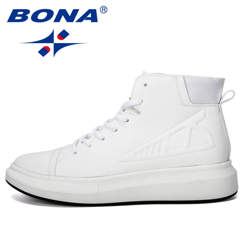 BONA/ Новые популярные мужские вулканизированные туфли мужские высокие короткие плюшевые модные кроссовки на шнуровке уличная однотонная мужская обувь