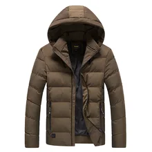 Зимний пуховик, пальто для мужчин, повседневное, съемный капюшон, карман на молнии, теплое, толстое, с манжетами, хлопковое пальто для мужчин Kleding
