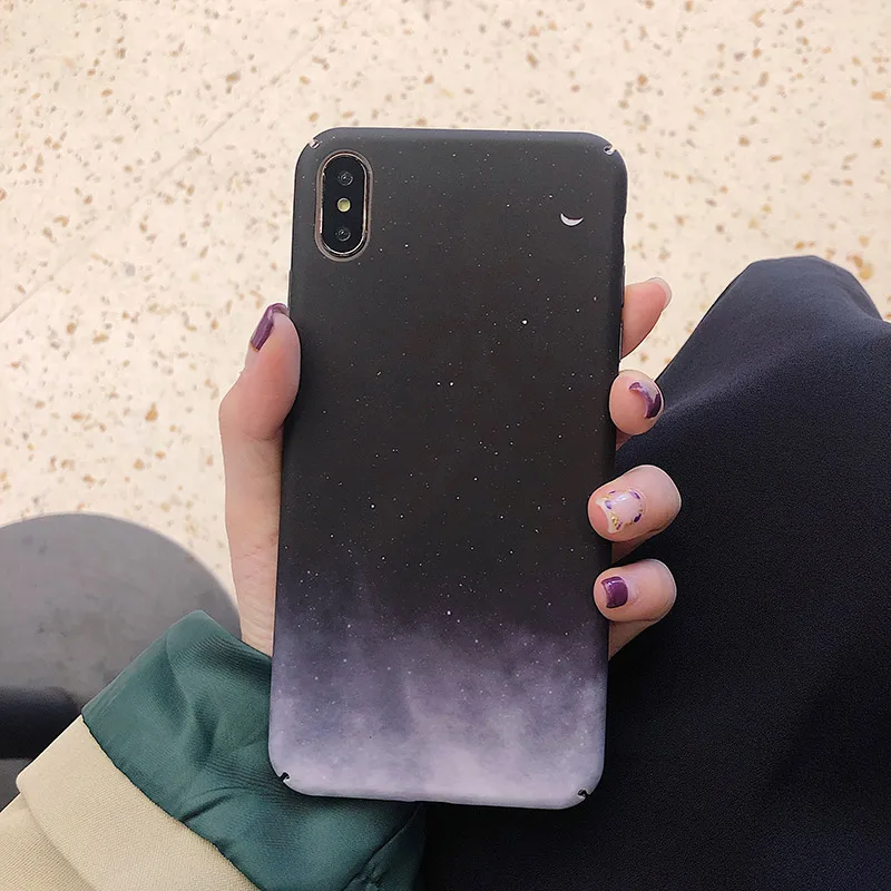 Жесткие чехлы для телефонов из поликарбоната для iphone XS MAX XR X, розовые, синие листья, матовый чехол для iphone 6, 6 S, 7, 8 Plus, чехлы на заднюю панель с изображением звездного неба - Цвет: 2