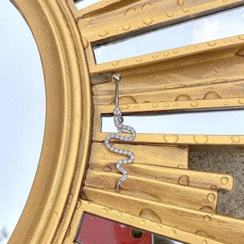 

Snake Belly Button Rings in Solid 925 sterling silver Dangle Navel Ring cz zircon Piercing Sexy Body Jewelry for women punk