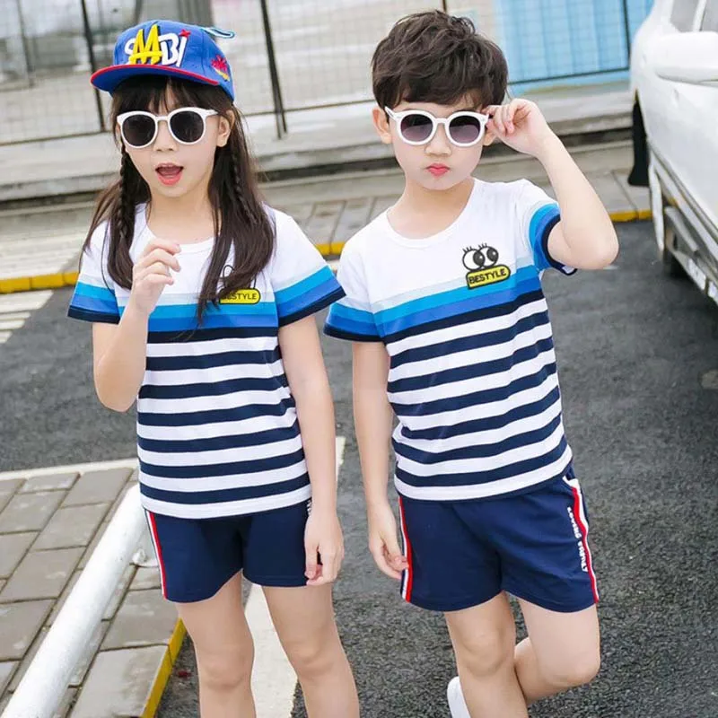 Family Clothing Fashion Striped T shirt Shorts set Mother Daughter Clothes Family Matching Outfits Father Son Clothes Set 4