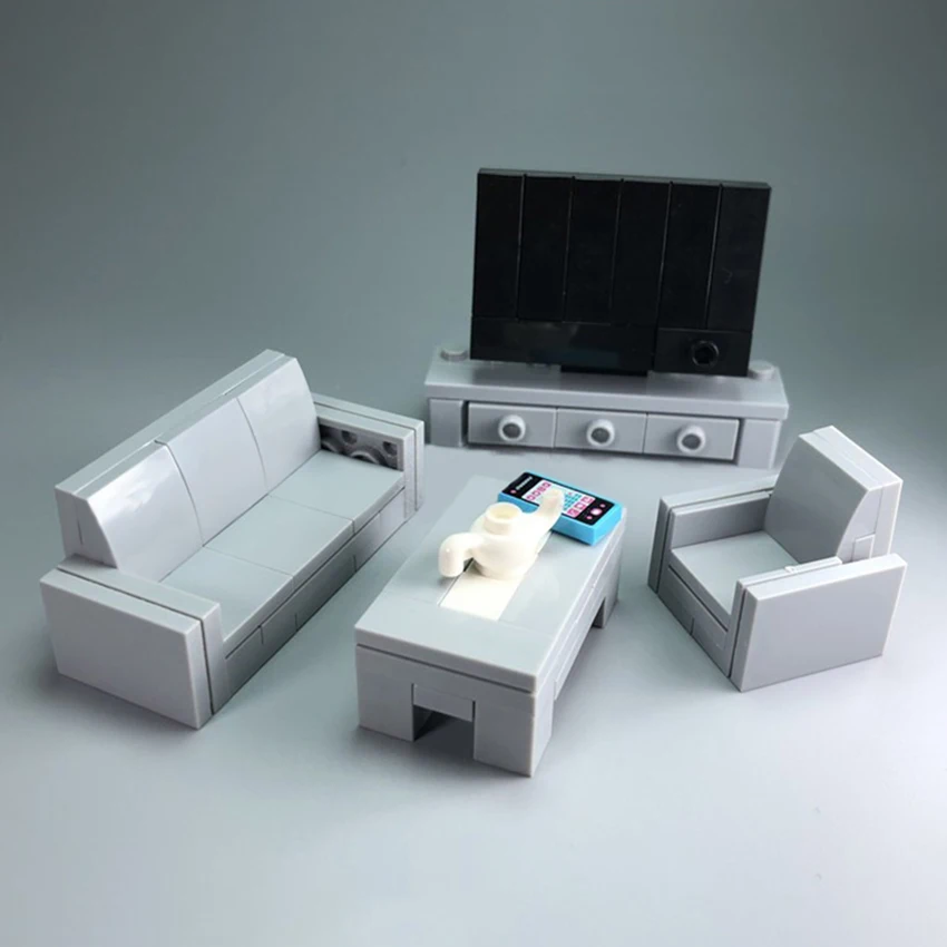 New Legoinglys Furniture MOC American Sofa Desk Table Building Blocks MOC Home Figures Accessories Bricks Sets DIY Kids Toys (1)