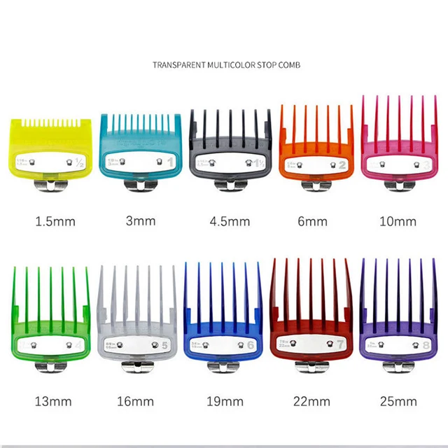 universal hair clipper cutting comb cover, barber shop trimmer protective gear accessory limit comb hairdressing tool 10pcs T Colorful