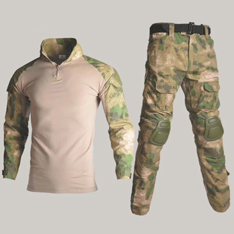 Тактическая БДУ, камуфляжная военная форма, костюм для мужчин, США, армейская одежда, страйкбол, военная боевая рубашка+ брюки-карго, наколенники