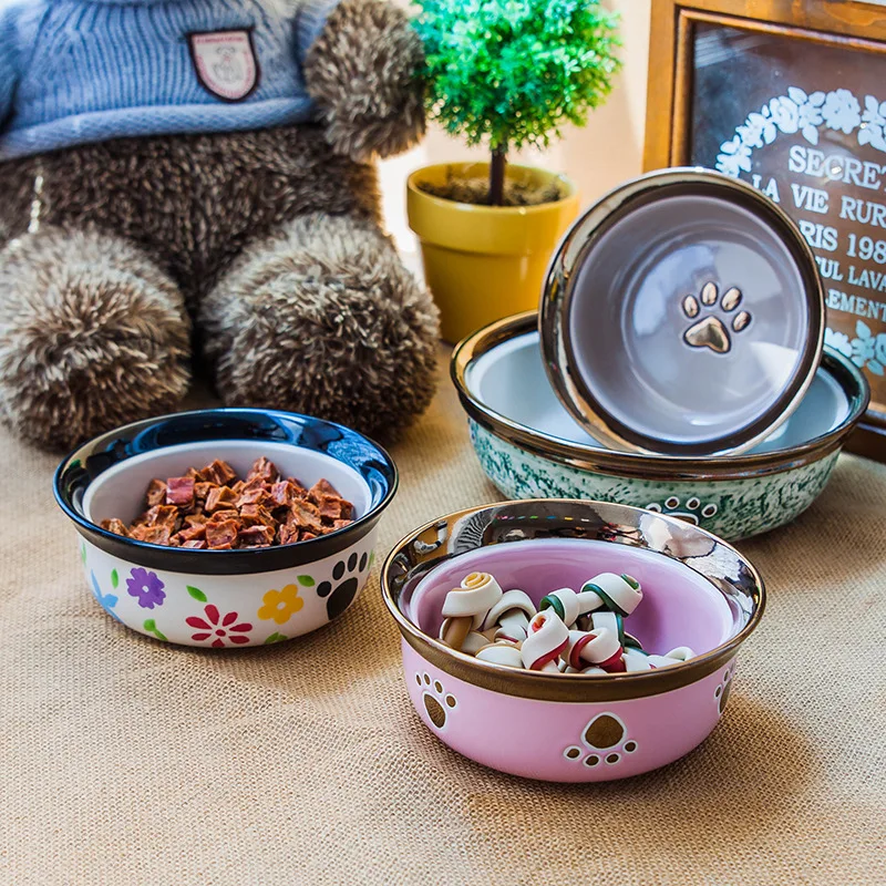 

Ceramic Exquisite Handmade Coloured Drawing 6 Inches Pink Phnom Penh Dog Bowl Pet Tableware Tableware mao gou wan
