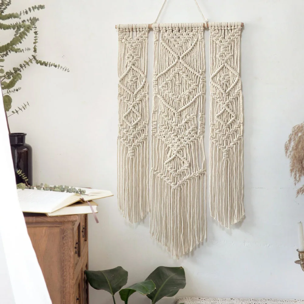 

Macrame BOHO Handmade Hanging Tapestry Tassel Sofa Background Nordic Art Wall Hanging Tapestries for Living Room Home Decor