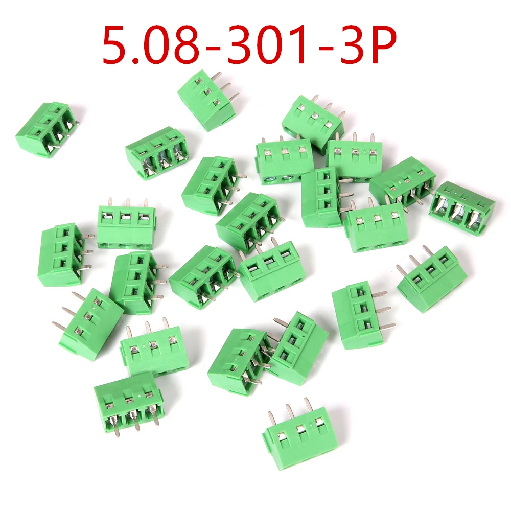 100PCS 3 Pin Screw Terminal Block Connector 5mm Pitch 5.08 301 3P 301