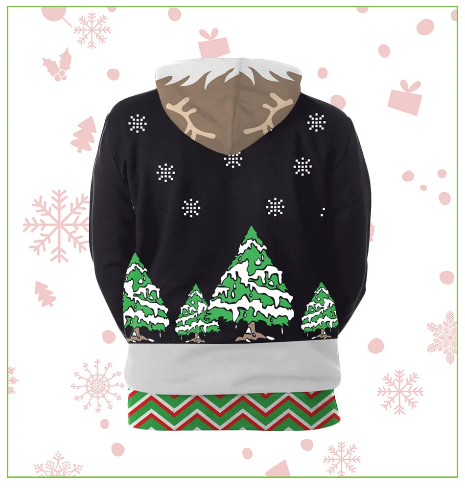 Anime Christmas cartoon new Christmas holiday reindeer 3D code printing hooded sweater cosplay costume anime unisex