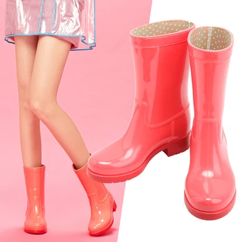 

Shoes Woman Women Boots Waterproof Mid-Calf Boots Ladies Fashion Shoes Candy Colors Rain Boots Women