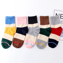 Женские хлопковые носки Harajuku модные уличные носки женские осенние зимние унисекс красочные полосы Sox 1 пара# F