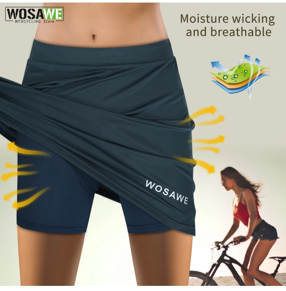 WOSAWE Women's Cycling Shorts Skirt Yoga Slim Workout Fitness Shorts Seamless High Waist Bike Padded Short with Inside pocket