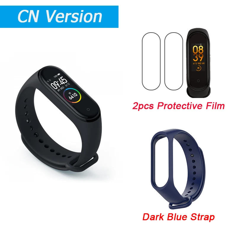 CN Add DarkBlue Xiaomi mi-браслет 4 Smart mi Band 4 0,9" AMOLED экран водонепроницаемый пульсометр фитнес 135 мАч 20 Bluetooth 5,0 50 атм - Цвет: CN Add DarkBlue