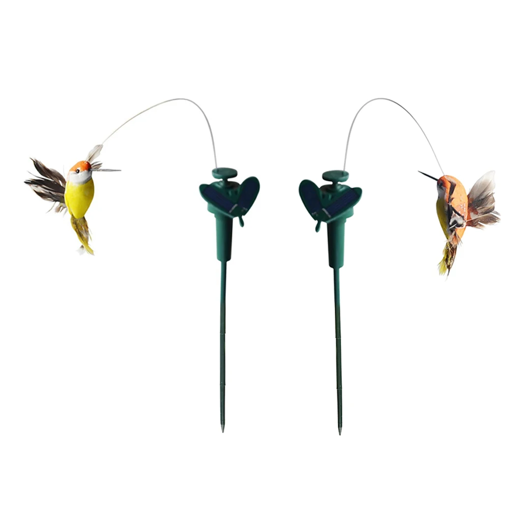 2x Solar Power Fluttering Bird Stake Lifelike Birds Patio Yard Garden Stakes Colorful Summer Decoration Solar / Battery Powered