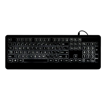 

USB Wired Large Print Keyboard White Bold Jumbo Letters Silent Backlit Keyboard with Oversized 104 Keys for the Elderly