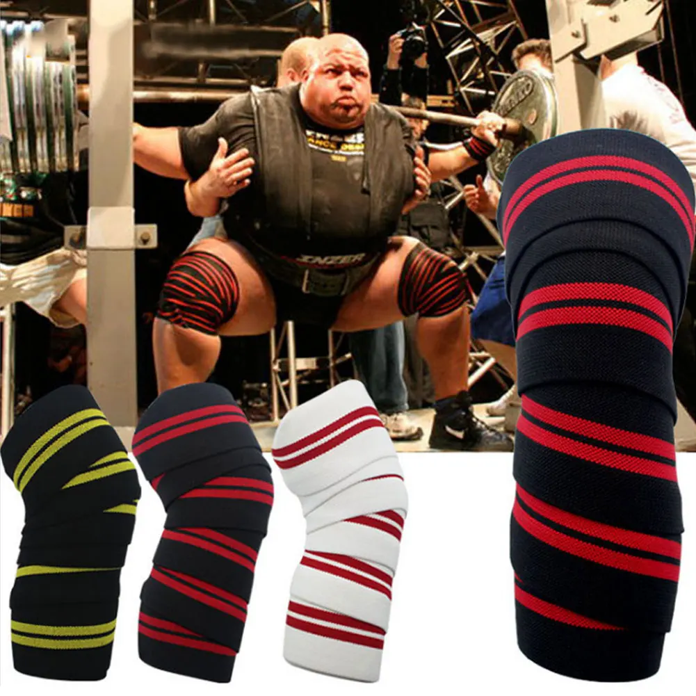 

Newly 2 Pcs Weightlifting Knee Wraps Gym Workout Fitness Compression Knee Support Straps BFE88