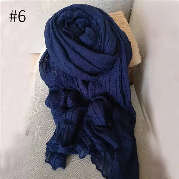 1 шт морщин однотонный шарф-хиджаб вуаль мягкие женские шарфы и шали echarpe мягкие женские мусульманские хиджабы - Цвет: 6