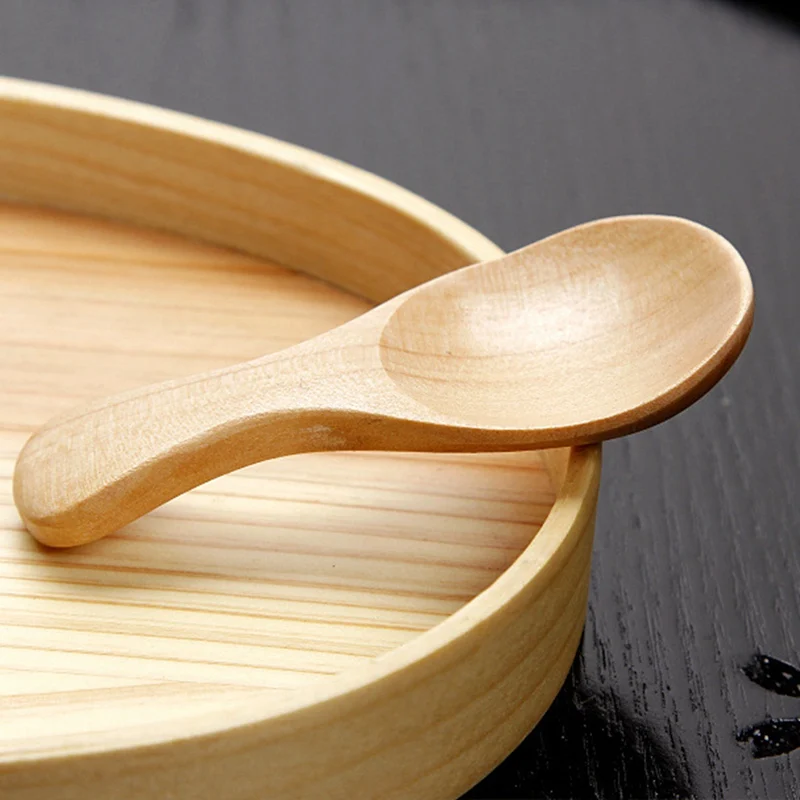 4pcs Wooden Spoon Japanese Style Soup Spoons Solid Wood Porridge Spoon For Ice Cream Seasoning Spice Spice Tableware