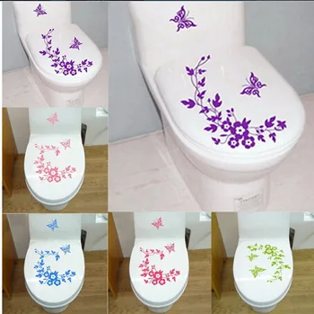 

ZLinKJ Butterfly Flower bathroom wall stickers home decoration wall decals for toilet decal Wallpaper sticker home deocr