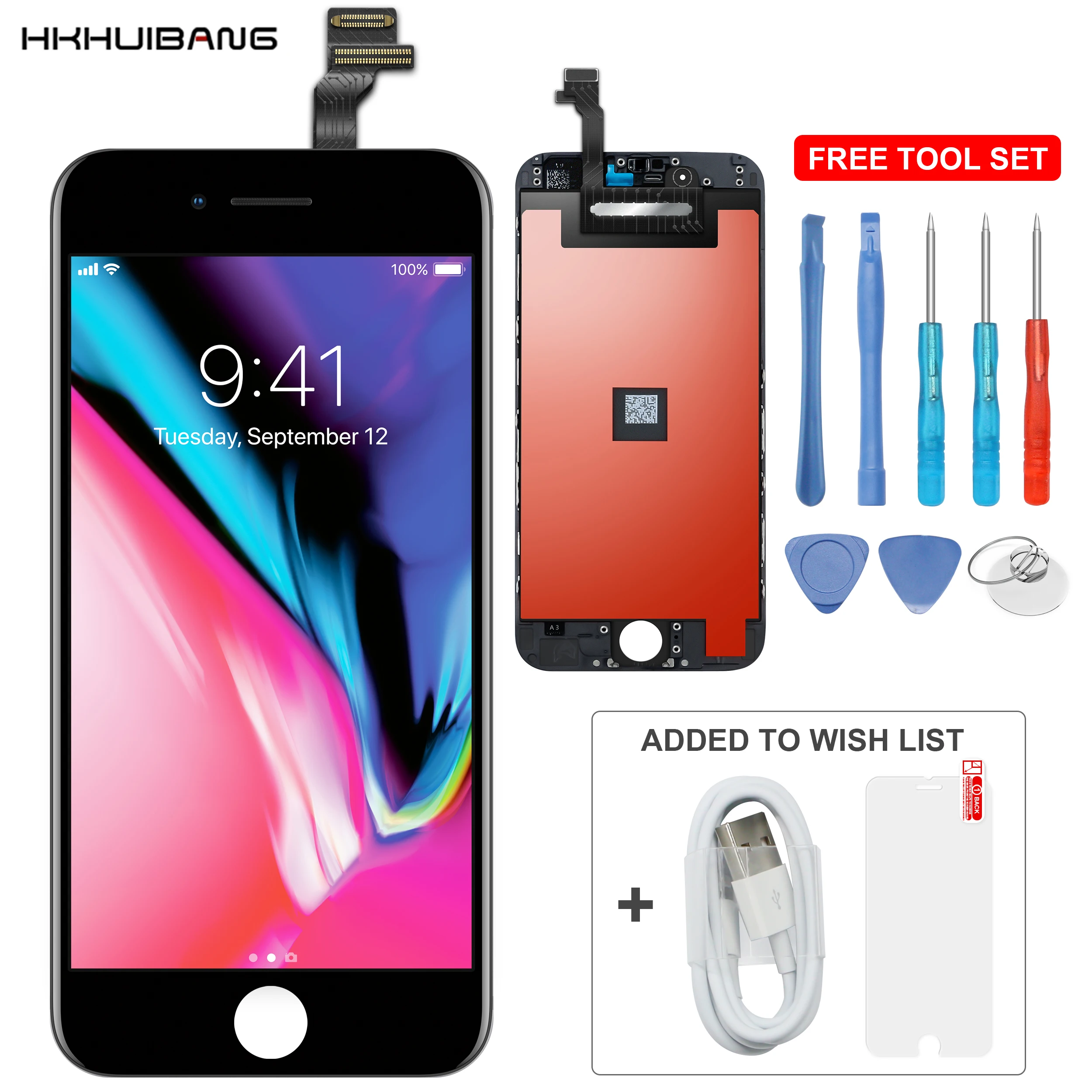 HKHUIBANG AAA + Замена экрана для iPhone 6 6S 7 8 Plus ЖК дисплей сенсорный экран полная сборка 5