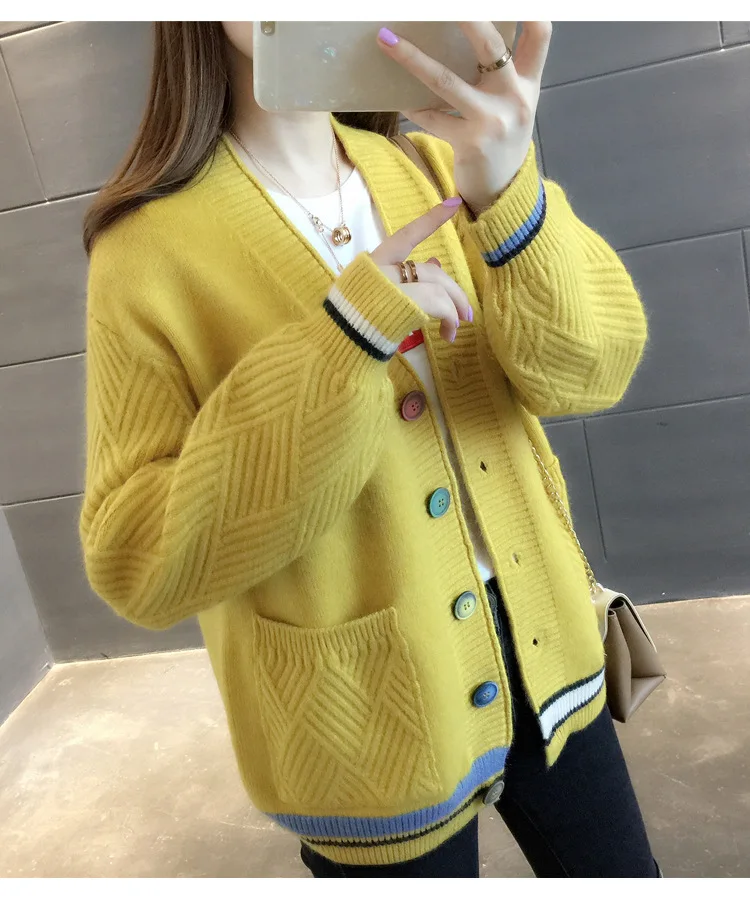 FairyShely Short sweater cardigan women Long sleeve streetwear ladies outwear jumper coat Casual female Girl winter sweater coat