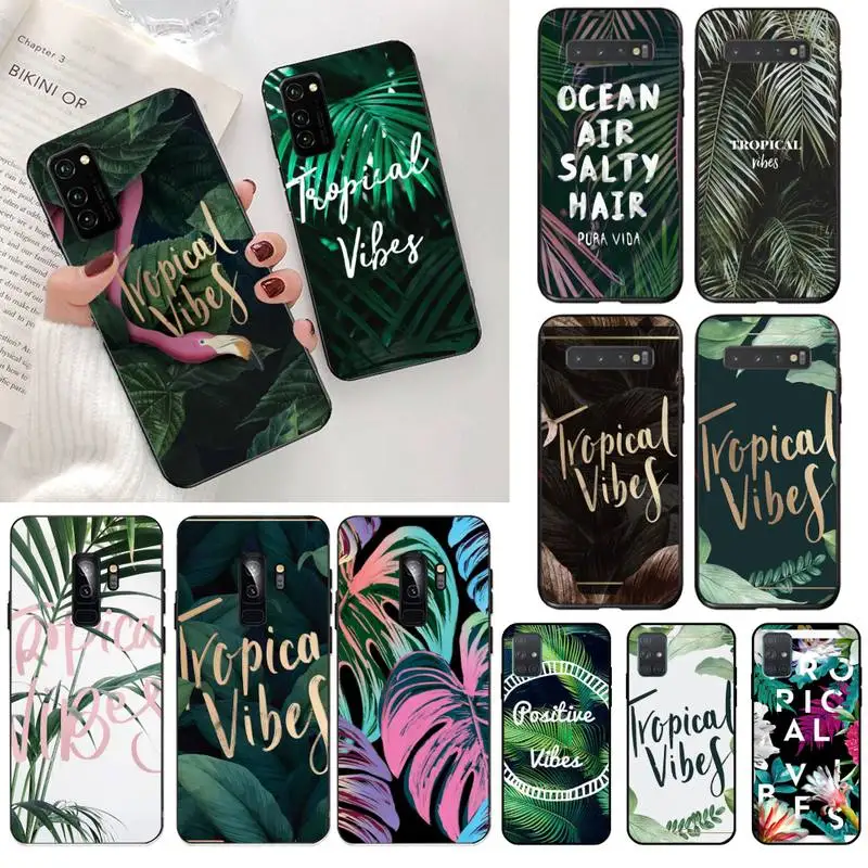 Роскошный чехол для телефона с тропическими vibes листьями Samsung S20 plus Ultra S6 S7 edge S8 S9 S10