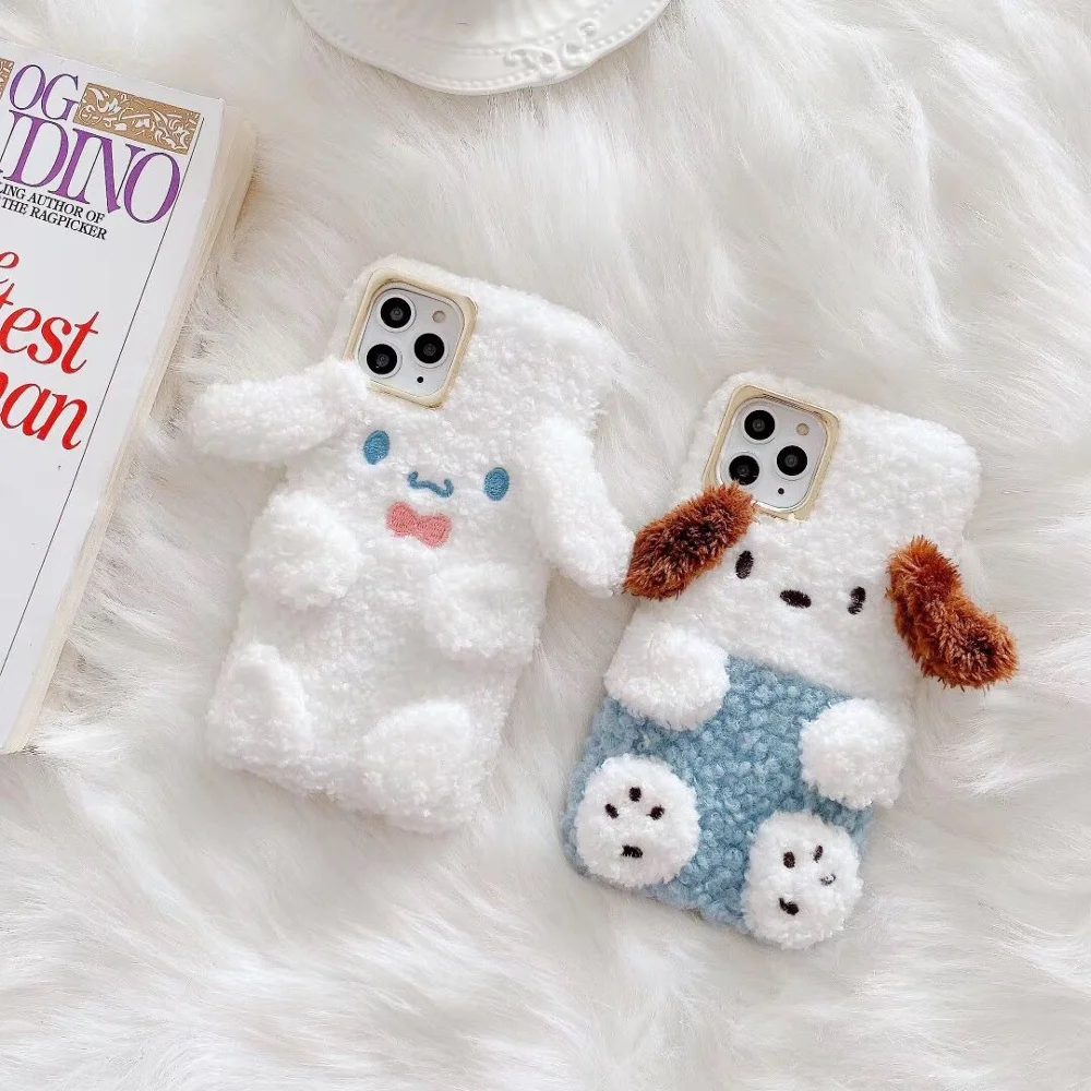 

Cartoon cute Autumn and winter plush Cinnamon dog for iphone 7 7plus 8 8Plus iphone X XR MAX 11 pro max Case Cover Phone Case