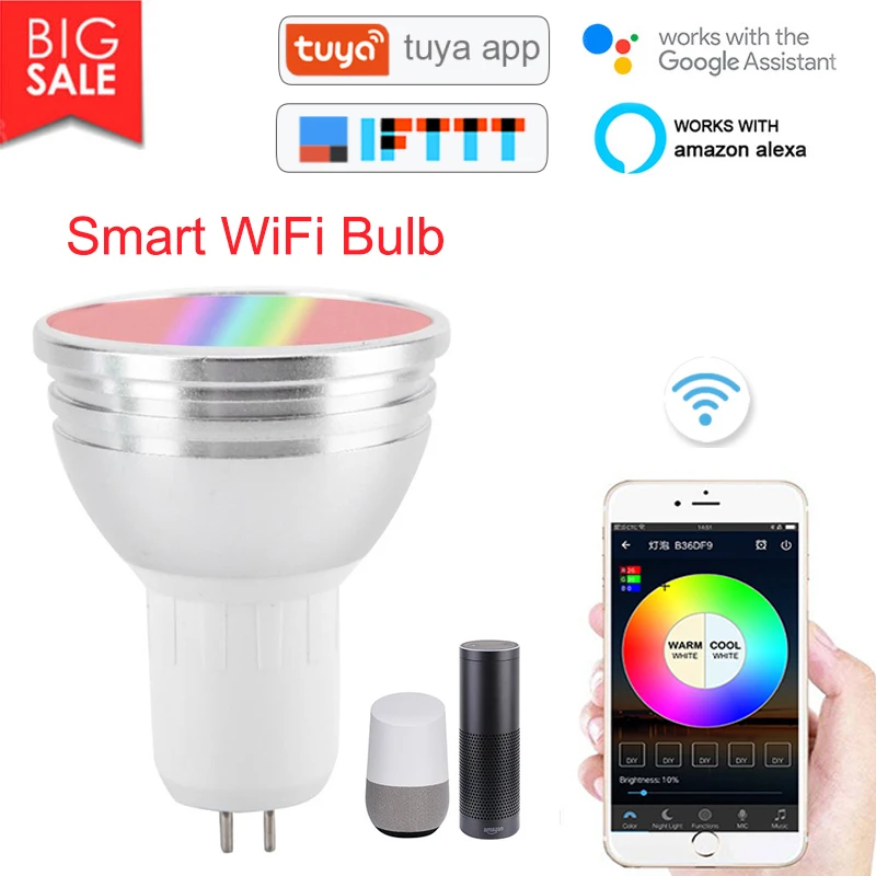 6 Вт WI-FI умного дома светильник RGBW затемнения умный совместим с приложение Smart