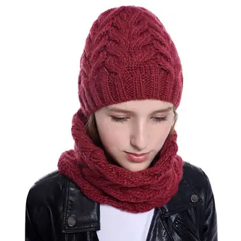 

Winter hat and scarf for women Winter warm cap scarves set Knitted cap set woman Girls caps set girls hat and scarf WH109D
