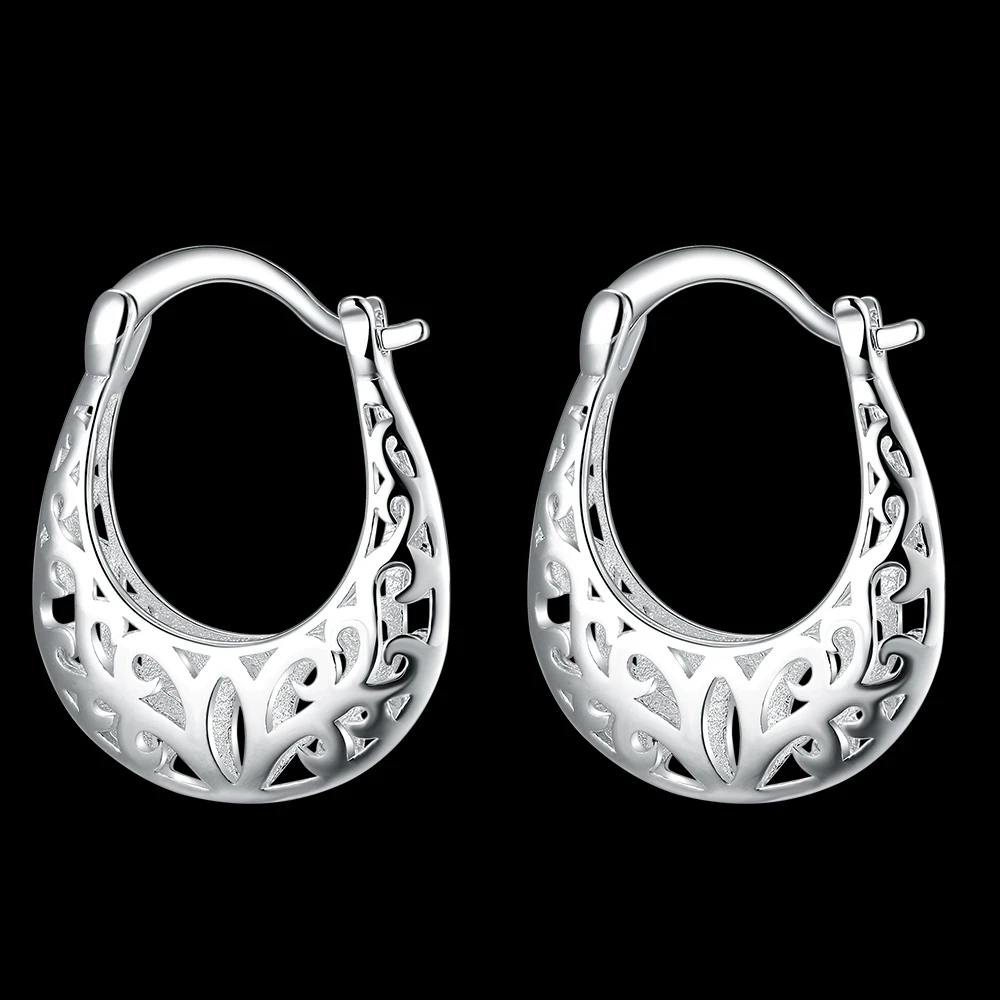 Pretty 925 Sterling Silver Hollow Carved drop Earrings for Women high quality party wedding Jewelry Trendsetter Christmas Gifts