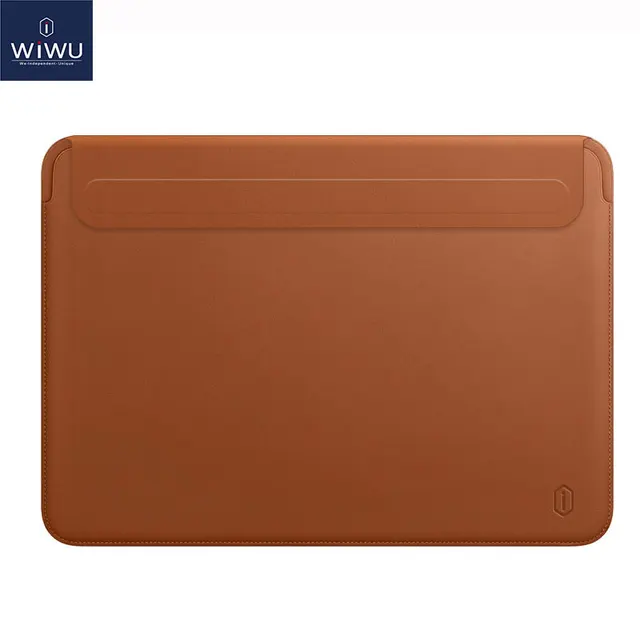 WiWU New Laptop Sleeve for MacBook Pro 13 A2289 A2251 Air 13 Waterproof PU Leather Laptop Bag for MacBook Pro 14.2 A2442 2021 Brown