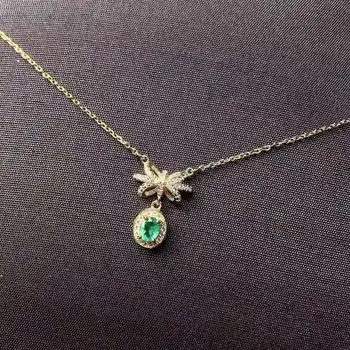 

Natural Emerald Necklace fashionable gem quality 925 silver 3x4mm