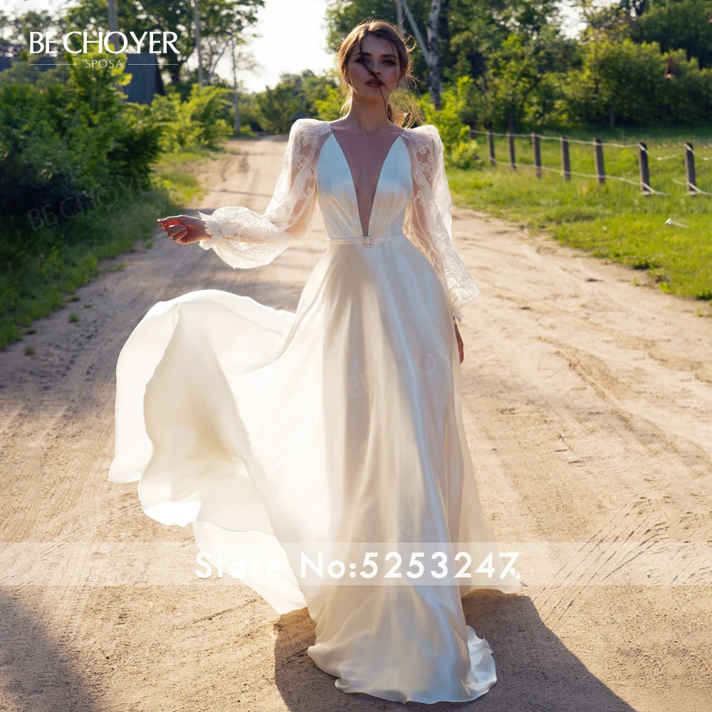 Vestido de Noiva винтажное атласное свадебное платье трапециевидной формы с v образным