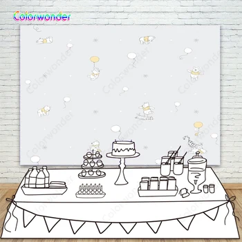 

Photography Backdrop Winnie Pooh Bear Cartoon Photo Background For Baby Shower Boys Girls Happy Birthday Party Cake Table Banner