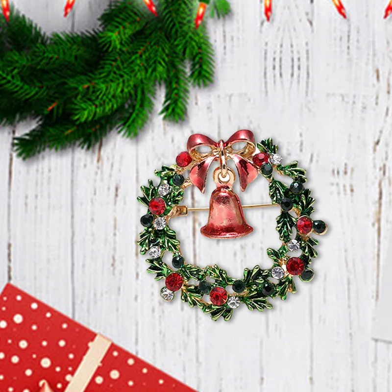 Рождественские эмалированные Чулки со снеговиками елочка Санты Брошь булавка рождественские подарки женские мужские Броши подвеска с прозрачными стразами