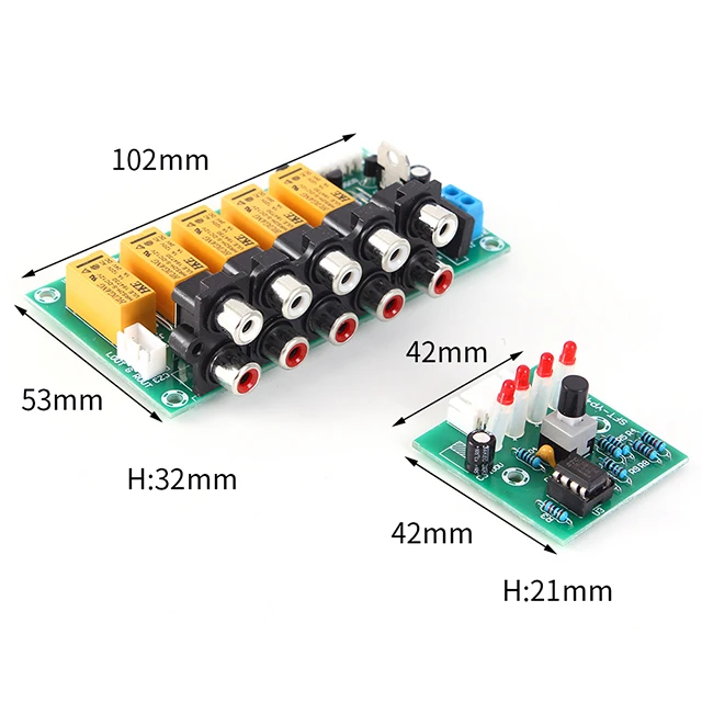 

A7-- Audio Sound Amplifier Input Signal Selector Module 4 In 1 Out Relay Audio Switching Board Relay Selects Video Signal Module