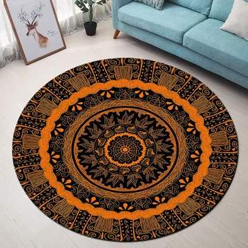 

Bohemia Ethnic Mandala Round Rugs Floor Carpet Geometric Flower Sofa Non-slip Mat Nordic Retro Bedroom Area Rug For Living Room