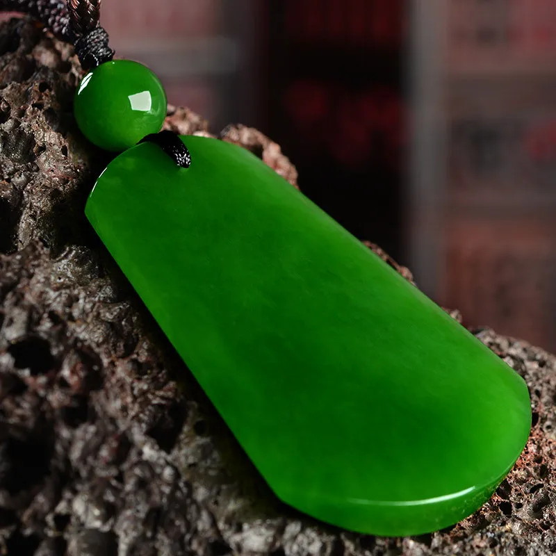 Natural green jade pendant necklace square jade pendants necklaces for men women jadeite jade jewelry necklace women send chain