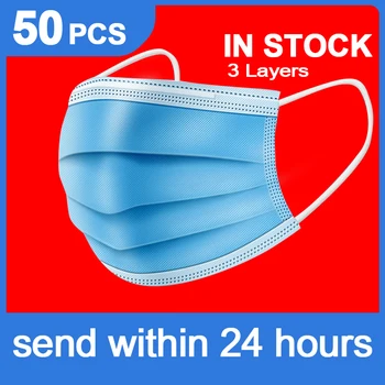 

Mask Disposable Nonwove 3 Layer Ply Filter Mask mouth Face mask filter safe Breathable 50pcs 100pcs