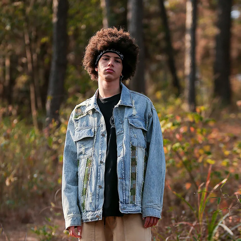 

Wu Navigation Jeans Coat Young MEN'S 2020 Spring New Style Contrast Color Joint Hooded Trend Couples Jacket Handsome Fold-down C