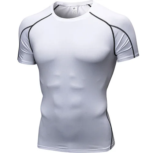 Fanceey, мужская спортивная футболка для бега, Мужская футболка для фитнеса, кроссфита, Рашгард, футбол, баскетбол, майки, спортивная одежда - Цвет: 1053 white